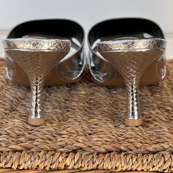 Unilady Brand Women’s Mules Kitten Heels Reptile Print Silver‎ Size 8.5 - Picture 4 of 10